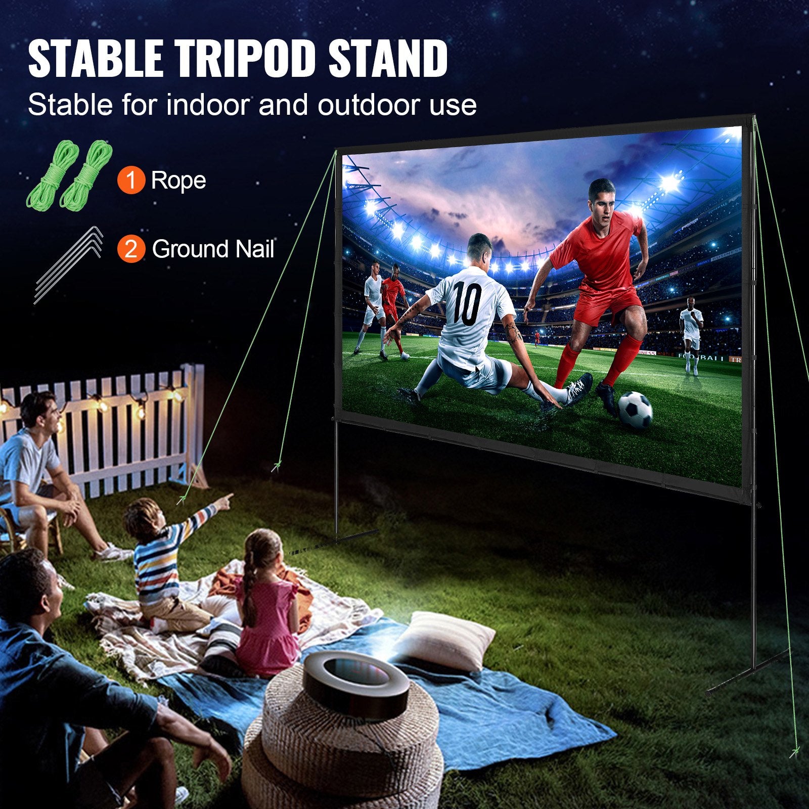 Outdoor Projector Screen 120” – Ideal for World Cup 2026 & Backyard Movie Nights