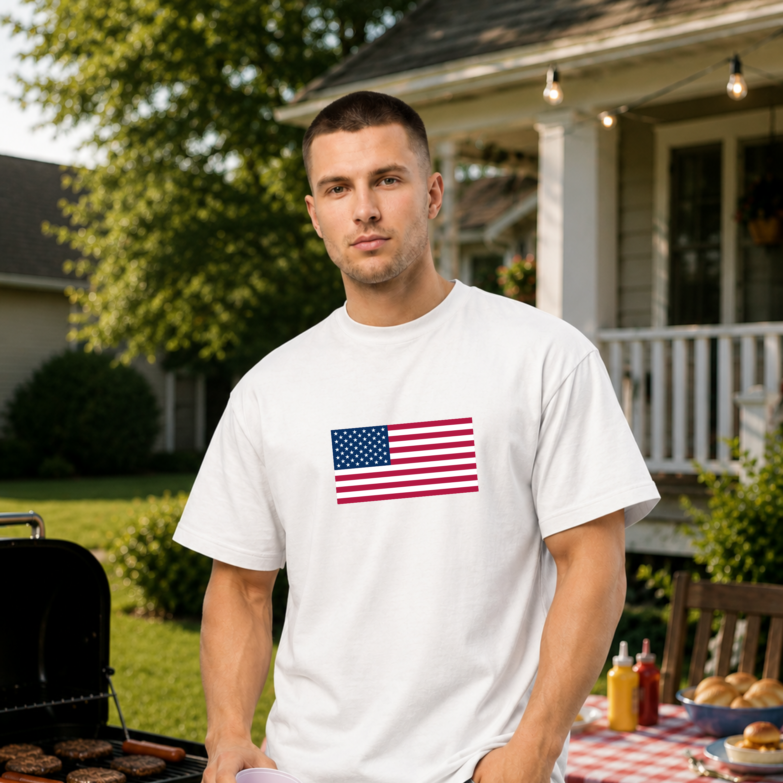 American Flag T-Shirt | USA Back Print Patriotic Shirt for Men