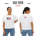 American Flag Crop T-Shirt for Women | USA Back Print Boxy Tee