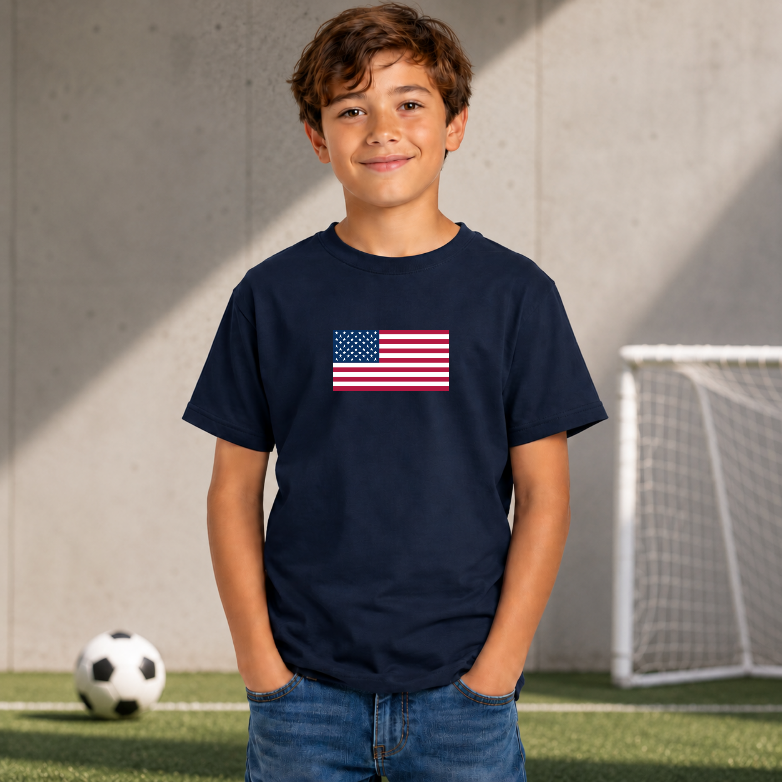 American Flag Youth Tee | USA Back Print Shirt for Boys & Girls