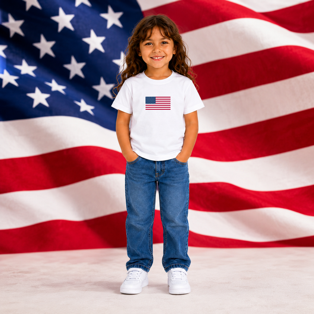 American Flag Toddler Tee | Patriotic USA Shirt for Boys & Girls