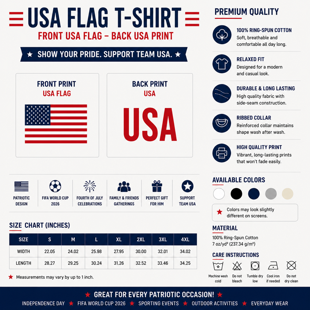 American Flag T-Shirt | USA Back Print Patriotic Shirt for Men