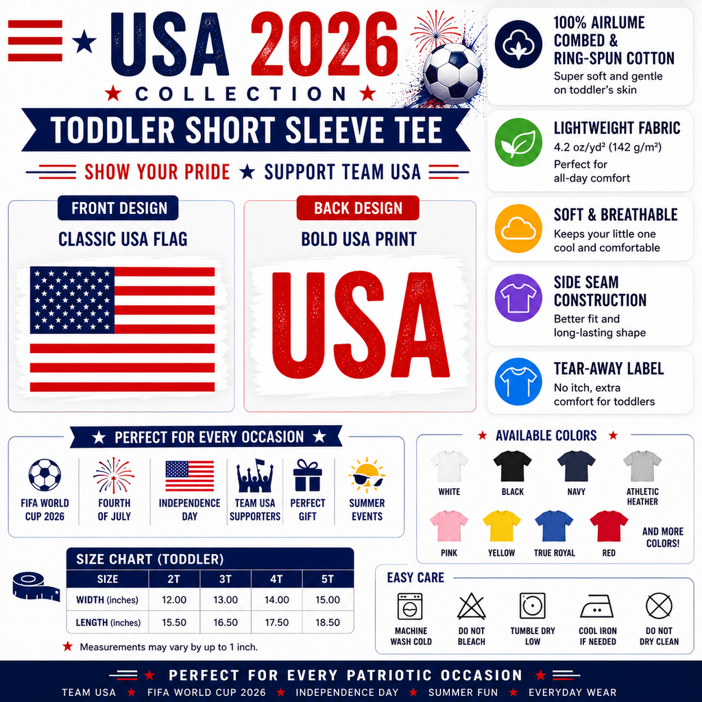 American Flag Toddler Tee | Patriotic USA Shirt for Boys & Girls